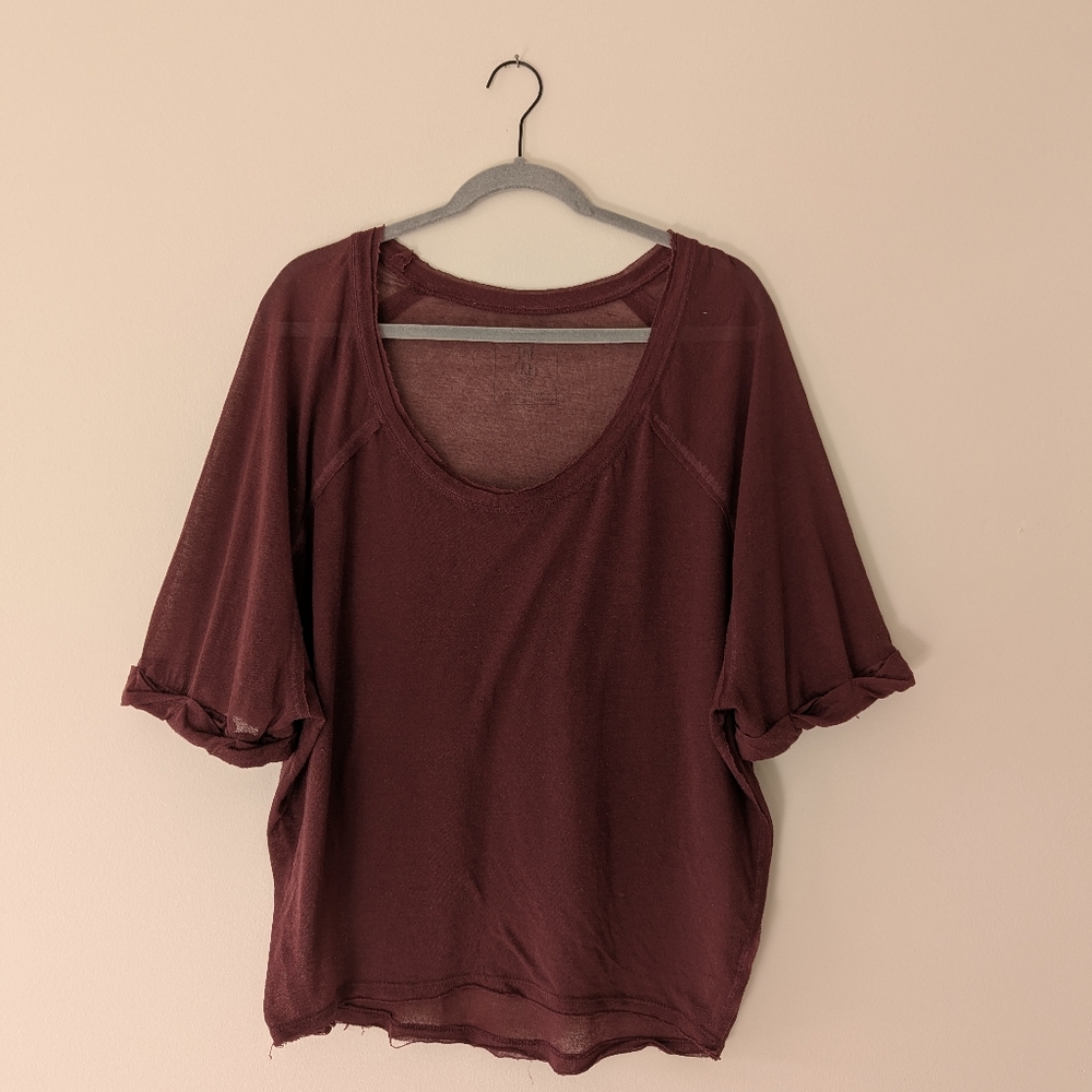 Free People Moonlight Tee We The Free Oversized Distressed Burnout Elbow Sleeves - Picture 2 of 7